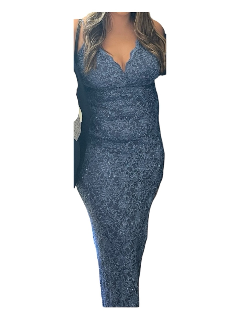 Teeze Me Blue / Periwinkle Lace Formal Gown Sz 17/18 sideslit prom Evening Dress